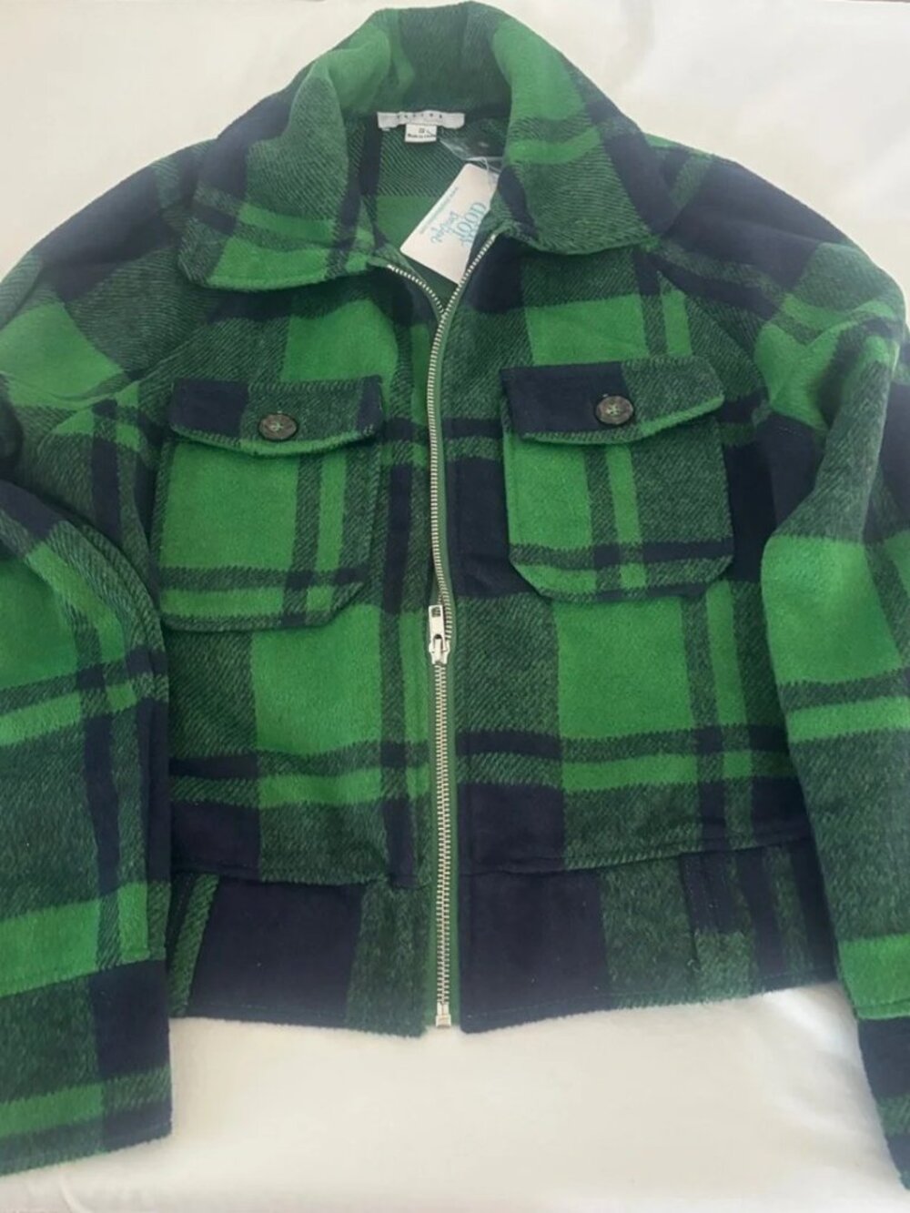FAVLUX Green and Black Plaid Woman’s Zip-Up Jacket